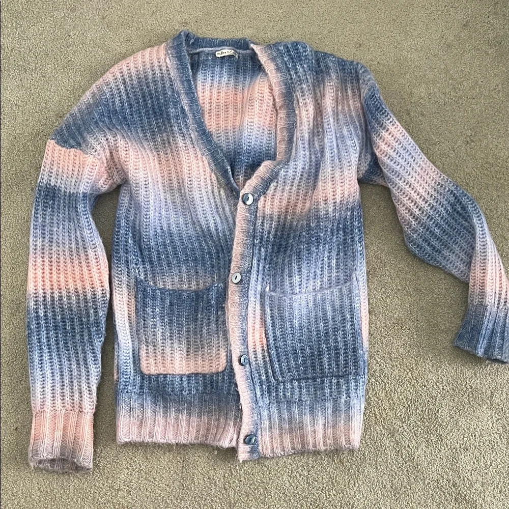 Love and Lemons Blush Purple Multicolor Cardigan Sweater Pockets Wool blend - Picture 1 of 5